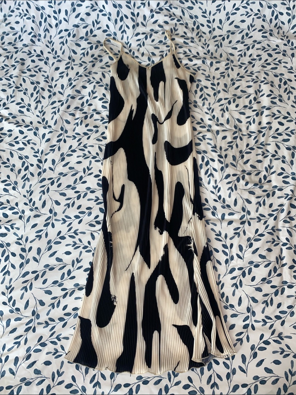 SHEIN Black and Beige Abstract Maxi Slip Dress